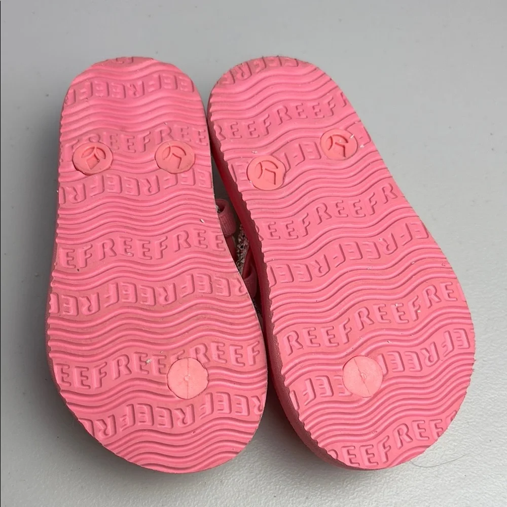 Reef Kids Sandals Flip Flops Pink Glitter Sprinkle Ice Cream Cones Thong Style
